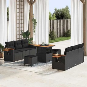 Kerti Kanapé Szett párnával 9 pcs Fekete 80 x 80 x 71 cm