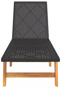 polyrattan és tömör akácfa napozóágy asztallal