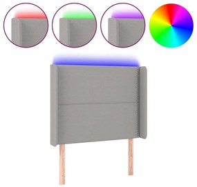 világosszürke szövet LED-es fejtámla 83x16x118/128 cm