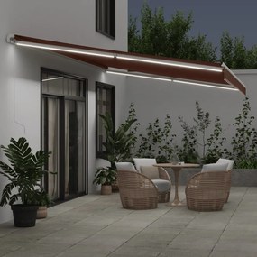 barna kézzel kihúzható LED-es napellenző 600 x 300 cm