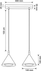 BRILAGI - Kábeles függőlámpa CONE DOUBLE 2xGX53/15W/230V fehér