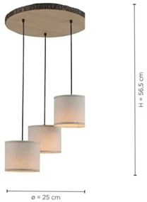 Leuchten Direkt 11236-79 - Csillár zsinóron BARK 3xE27/40W/230V