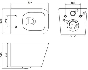 Mexen Teo WC Rimless WC lappal vékony, hőre keményedő, sötétszürke matt, 30854071