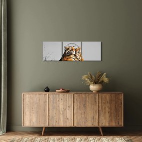 Kép - Tigris és a kölyke, fekete-fehér változat (órával) (90x30 cm)