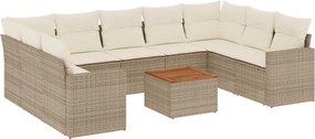 vidaXL 10 részes bézs polyrattan kerti ülőgarnitúra párnával