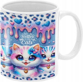 Macska Bögre Macskákkal Vicces Születésnapi Ajándék 330ml Csomagolás