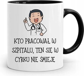 Fekete Bögre Az Orvosnak, Aki A Kórházban Dolgozott, fényképes nyomattal