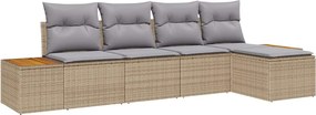 vidaXL Kerti Kanapé Szett 6 pcs Beige és Világosszürke Polyrattan