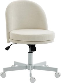 HOMCOM állítható irodai szék — chenille hatású kárpit, billentés és 360° forgás, dupla párnázat, 120 kg, krém | Aosom