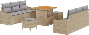 vidaXL Kerti Kanapé Szett párnával 9 pcs Beige és Világosszürke