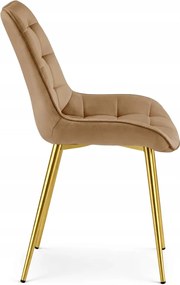 Barna étkezőszék BERA bársony arany lábakkal