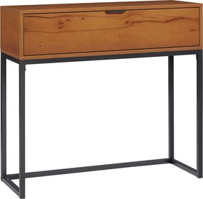 HOMCOM Tárolós Konzol Asztal, Ipari Stílusú Kanapé Asztal, Oldal Asztal Előszobába, Nappaliba, Előcsarnokba, Acél, Barna, 80 x 30 x 76 cm | Aosom