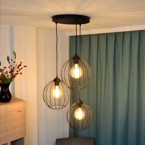 LED Csillár zsinóron MERCURE 3xE27/15W/230V ø 50 cm fekete