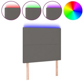szürke műbőr LED-es fejtámla 100x5x118/128 cm