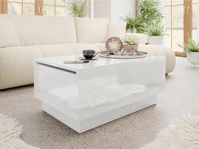 Dohányzóasztal Nasonat 90 x 60 (fényes fehér) (tárolóhellyel). 1103747