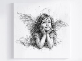 Poszter Grafika Rajz Gyerek LĂĄny Angyal 80x80