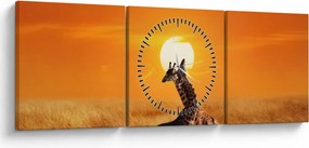 Kép - Zsiráfok a Serengeti Nemzeti Parkban (órával) (90x30 cm)