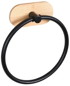 BISK Erga Plain, törölközőgyűrű tartó, fekete matt-barna, ERG-08060