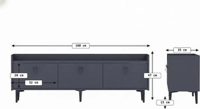 TV szekrény PIENA 160 cm, antracit színű