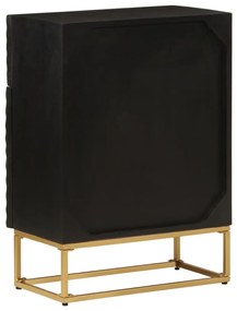 fekete tömör mangófa és vas komód 55 x 30 x 76 cm