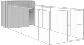 vidaXL világosszürke horganyzott acél tetős kutyakennel 214x661x181 cm