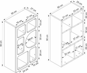 Bohem könyvespolc, fehér, 50 cm – TR506MNR1553