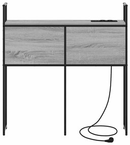 Tárolós Fejtámla Töltő Állomással Szürke sonoma 80 cm Faanyag