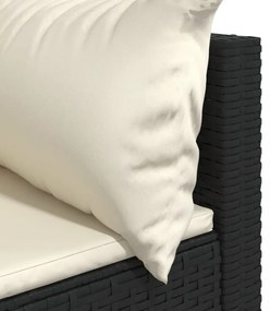 fekete polyrattan kerti sarokkanapé párnákkal