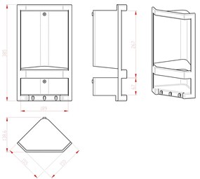 GEDY 8079 Junior kétszintes sarokpolc,18,9 x 38,5 x 13,9 cm, hőre lágyuló műanyag, fehér