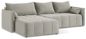 Világosszürke kinyitható-tárolóhelyes sarokkanapé (bal oldali-heverő résszel) Moku – Makamii