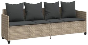 Világosszürke polyrattan napozóágy párnával