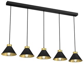 Csillár zsinóron DEMET 5xE27/60W/230V fekete/arany