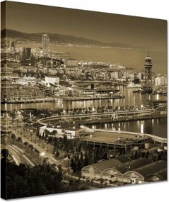 Vászonkép 30x30 Barcelona Éjszakai tájkép