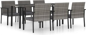 vidaXL 7 részes szürke polyrattan kerti étkezőgarnitúra