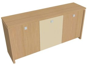 Verno alacsony szekrény 188 x 46 x 90 cm, kombinált ajtó, világos tölgy / vanília