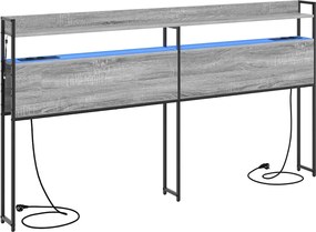 vidaXL Tároló fejtámla polcokkal Szürke sonoma 200 cm Faanyag