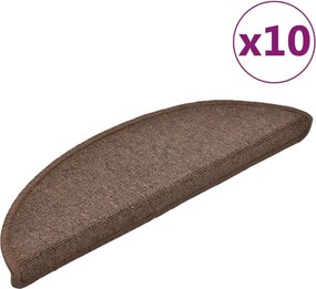 vidaXL 10 db lépcsőszőnyeg 56 x 17 x 3 cm kávébarna félkör alakú lépcsőszőnyeg