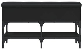 fekete szerelt fa cipőtároló pad 82 x 32 x 45 cm