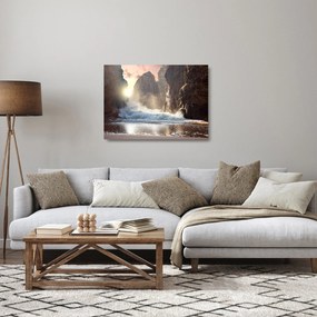 Üveg kép - Az óceán sziklái és hullámai (70x50 cm)