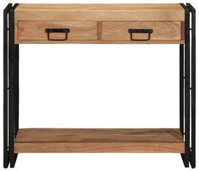 Kisasztal Fekete 90x33x75 cm Tömör akácfa és fém