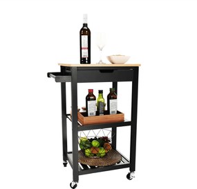 Tálalókocsi, természetes/fekete, ARETE