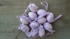 Szalagos lila húsvéti tojás függődísz szett, 10db, 3x4cm, műanyag