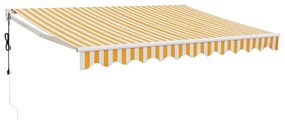 sárga-fehér automata behúzható napellenző 3,5 x 2,5 m