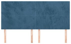 4 db sötétkék bársony fejtámla 80 x 5 x 78/88 cm