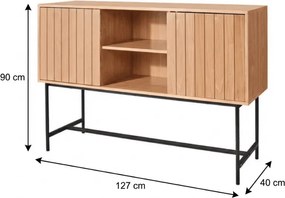 Komód szekrényekkel VALMOR 90x127 cm, tölgy dekorációval