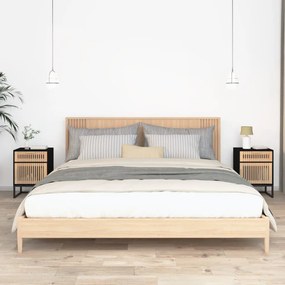 2 db fekete szerelt fa és vas éjjeliszekrény 40x30x55,5 cm