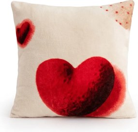 Kétoldalas párnahuzat DUO SENSE HEARTELLE 45x45 cm mikroplüss/flanel, krém színű