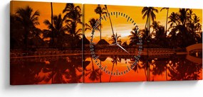 Kép - naplemente az üdülőhely felett (órával) (90x30 cm)
