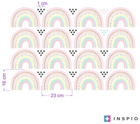 INSPIO Pasztell színű szivárványok pöttyökkel - Matrica lányoknak