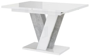 Asztal Goodyear 125Fényes fehér, Szürke, 75x90x120cm, Hosszabbíthatóság, Laminált forgácslap, Laminált forgácslap